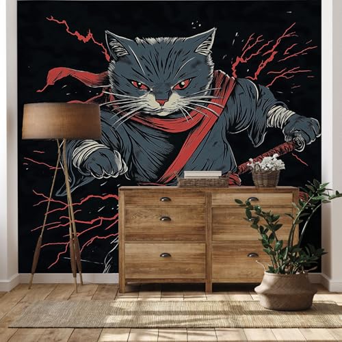 Yidbhsse Niedlich Tier Tapete 368x254 cm, Cartoon Katze Vliestapete Wasserfest, Schwert Samurai Fototapete 3d, Wandtapete Wohnzimmer, Abwaschbare Wallpaper Motivtapeten Schlafzimmer Yidbhsse Niedlich Tier Tapete 368x254 cm, Cartoon Katze Vliestapete Wasserfest, Schwert Samurai Fototapete 3d, Wandtapete Wohnzimmer, Abwaschbare Wallpaper Motivtapeten Schlafzimmer von Yidbhsse