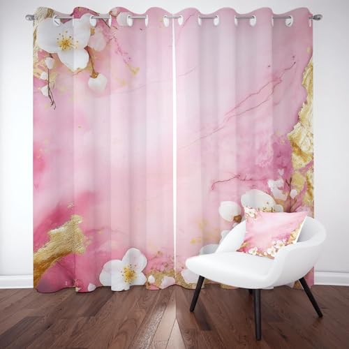 Yidbhsse Pflaumenblüte Botanisch Thermovorhang Hitzeschutz Blickdicht Vorhang 175x70cm, Fluid Art Verdunkelungsvorhang Gardinen Mit Ösen 2er Set, Rosa Marmor Blackout Curtain Wohnzimmer Yidbhsse Pflaumenblüte Botanisch Thermovorhang Hitzeschutz Blickdicht Vorhang 175x70cm, Fluid Art Verdunkelungsvorhang Gardinen Mit Ösen 2er Set, Rosa Marmor Blackout Curtain Wohnzimmer von Yidbhsse