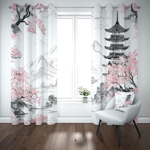 Yidbhsse Pflaumenblüte Thermovorhang Hitzeschutz Blickdicht Vorhang 175x70cm, Blüten Zweig Verdunkelungsvorhang Gardinen Mit Ösen 2er Set, Berg Architektur Blackout Curtain Wohnzimmer Yidbhsse Pflaumenblüte Thermovorhang Hitzeschutz Blickdicht Vorhang 175x70cm, Blüten Zweig Verdunkelungsvorhang Gardinen Mit Ösen 2er Set, Berg Architektur Blackout Curtain Wohnzimmer von Yidbhsse