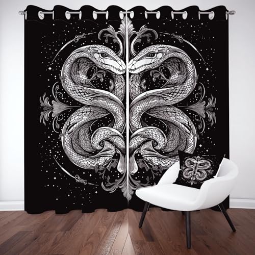 Yidbhsse Schlange Sternenhimmel Verdunkelungsvorhang Ösen, Stern Tier Vorhang Blickdicht Schlafzimmer 2er Set, Schwarz Und Weiß Thermovorhang Kälteschutz, Blackout Curtain Wohnzimmer 175x140cm Yidbhsse Schlange Sternenhimmel Verdunkelungsvorhang Ösen, Stern Tier Vorhang Blickdicht Schlafzimmer 2er Set, Schwarz Und Weiß Thermovorhang Kälteschutz, Blackout Curtain Wohnzimmer 175x140cm von Yidbhsse