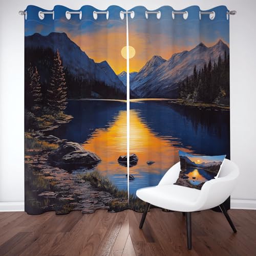 Yidbhsse See Baum Verdunklungsgardine 2er Set, Berg Wasser Thermovorhang Kälteschutz 215x110cm, Natur Landschaft Vorhang Mit Ösen, Gardinen Blickdicht Schlafzimmer Wohnzimmer Yidbhsse See Baum Verdunklungsgardine 2er Set, Berg Wasser Thermovorhang Kälteschutz 215x110cm, Natur Landschaft Vorhang Mit Ösen, Gardinen Blickdicht Schlafzimmer Wohnzimmer von Yidbhsse