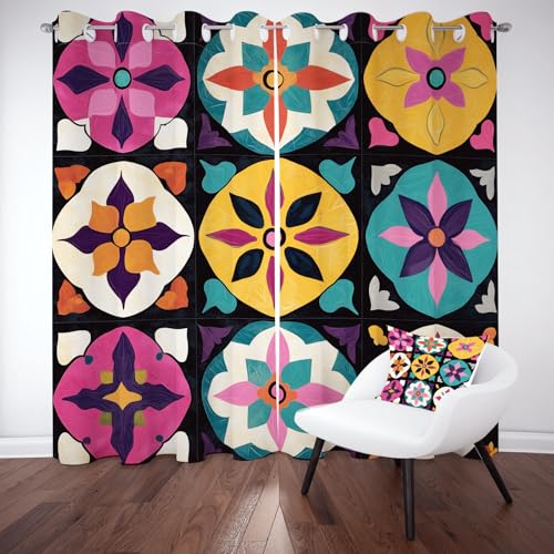 Yidbhsse Spleißen Drucken Thermovorhang Hitzeschutz Blickdicht Vorhang 175x70cm, Bohemian Ethnischer Verdunkelungsvorhang Gardinen Mit Ösen 2er Set, Blüten Exotisch Blackout Curtain Wohnzimmer Yidbhsse Spleißen Drucken Thermovorhang Hitzeschutz Blickdicht Vorhang 175x70cm, Bohemian Ethnischer Verdunkelungsvorhang Gardinen Mit Ösen 2er Set, Blüten Exotisch Blackout Curtain Wohnzimmer von Yidbhsse