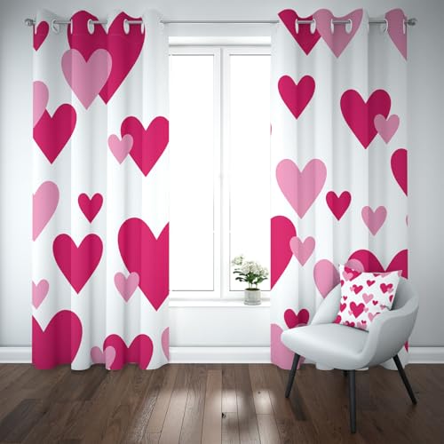Yidbhsse Valentinstag Fashion Curtains Blackout 2er Set 225x140cm, Verdunklungsvorhänge Wohnzimmer Herz Romantisch Vorhäng Mit Ösen, Modern Kunst Blickdichte Gardinen Schlafzimmer Yidbhsse Valentinstag Fashion Curtains Blackout 2er Set 225x140cm, Verdunklungsvorhänge Wohnzimmer Herz Romantisch Vorhäng Mit Ösen, Modern Kunst Blickdichte Gardinen Schlafzimmer von Yidbhsse