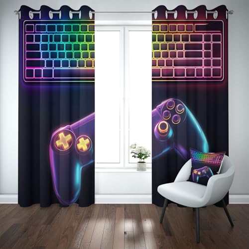 Yidbhsse Videospiel Verdunklungsgardine 2er Set, Game Gamepad Thermovorhang Kälteschutz 215x110cm, Spiel Controller Vorhang Mit Ösen, Gardinen Blickdicht Schlafzimmer Wohnzimmer Yidbhsse Videospiel Verdunklungsgardine 2er Set, Game Gamepad Thermovorhang Kälteschutz 215x110cm, Spiel Controller Vorhang Mit Ösen, Gardinen Blickdicht Schlafzimmer Wohnzimmer von Yidbhsse