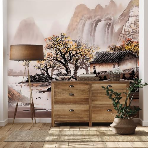 Yidbhsse Wasserfall Berg Fototapete 3d, Baum Tapete 150 x 200 cm, Natur Landschaft Vliestapete Schlafzimmer, Wandtapete Kinderzimmer Motivtapeten Wandfolie Wohnzimmer Wand Dekoration von Yidbhsse