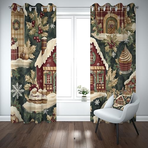 Yidbhsse Weihnachten Grüne Verdunkelungsvorhang Ösen, Schneeflocke Lebkuchenhaus Vorhang Blickdicht Schlafzimmer 2er Set, Winter Cookie Thermovorhang Kälteschutz, Blackout Curtain Wohnzimmer 175x140cm Yidbhsse Weihnachten Grüne Verdunkelungsvorhang Ösen, Schneeflocke Lebkuchenhaus Vorhang Blickdicht Schlafzimmer 2er Set, Winter Cookie Thermovorhang Kälteschutz, Blackout Curtain Wohnzimmer 175x140cm von Yidbhsse