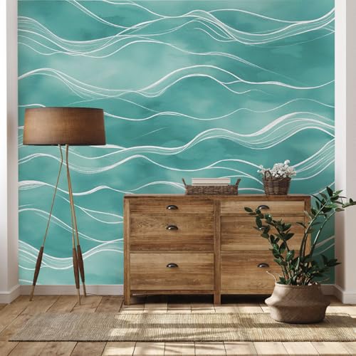 Yidbhsse Welle Gestreift Tapete 150x100 cm, Kunst Fashion Vliestapete Wasserfest, Modern Einfache Fototapete 3d, Wandtapete Wohnzimmer, Abwaschbare Wallpaper Motivtapeten Schlafzimmer von Yidbhsse