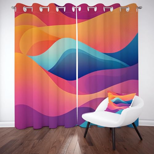 Yidbhsse Welle Linie Verdunkelungsvorhang Gardinen Mit Ösen 2er Set, Fashion Einfache Thermovorhang Hitzeschutz Blickdicht Vorhang 137x117cm, Modern Kunst Blackout Curtain Wohnzimmer Yidbhsse Welle Linie Verdunkelungsvorhang Gardinen Mit Ösen 2er Set, Fashion Einfache Thermovorhang Hitzeschutz Blickdicht Vorhang 137x117cm, Modern Kunst Blackout Curtain Wohnzimmer von Yidbhsse