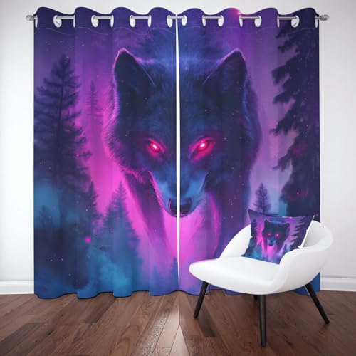 Yidbhsse Wolf Wildtiere Blackout Curtain, Lila Tier Thermovorhang Kälteschutz 2er Set, Vorhänge Blickdicht Wohnzimmer 160x140cm Baum Botanisch Gardinen Ösen Schlafzimmer Yidbhsse Wolf Wildtiere Blackout Curtain, Lila Tier Thermovorhang Kälteschutz 2er Set, Vorhänge Blickdicht Wohnzimmer 160x140cm Baum Botanisch Gardinen Ösen Schlafzimmer von Yidbhsse