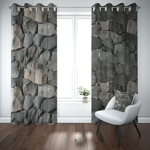 Yidbhsse Ziegel Asche Gardinen Ösen Schlafzimmer, Ziegelmauer Fashion Blackout Curtain, Modern Kunst Thermovorhang Kälteschutz 2er Set, Vorhänge Blickdicht Wohnzimmer 145x140cm Yidbhsse Ziegel Asche Gardinen Ösen Schlafzimmer, Ziegelmauer Fashion Blackout Curtain, Modern Kunst Thermovorhang Kälteschutz 2er Set, Vorhänge Blickdicht Wohnzimmer 145x140cm von Yidbhsse