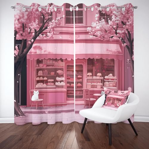 Yidbhsse Zweig Baum Gardinen Ösen Schlafzimmer, Cartoon Rosa Blackout Curtain, Süße Botanisch Thermovorhang Kälteschutz 2er Set, Vorhänge Blickdicht Wohnzimmer 145x140cm Yidbhsse Zweig Baum Gardinen Ösen Schlafzimmer, Cartoon Rosa Blackout Curtain, Süße Botanisch Thermovorhang Kälteschutz 2er Set, Vorhänge Blickdicht Wohnzimmer 145x140cm von Yidbhsse