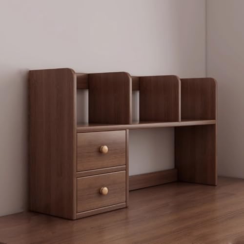 2-stöckiges Schreibtisch-Ausstellungsregal aus Holz,Computertisch-Tischbücherregal,Schreibtisch-Bücherregal aus Holz für Zuhause, Wohnheim, Bürobedarf(Black Walnut,60x17x48cm/23.6x6.7x18.9in) von Yidlkecqey