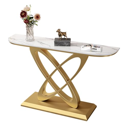 Glamouröser Marmor/Metall-Rechteckrahmen, kratzfester Konsolentisch, Flur-Trennwandschrank an der Wand, Korridor-Verandatisch, nordischer Eingangs-Verandatisch(A+Gold,100x30x80cm/39.4x11.8x31.5in) von Yidlkecqey