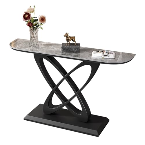 Glamouröser Marmor/Metall-Rechteckrahmen, kratzfester Konsolentisch, Flur-Trennwandschrank an der Wand, Korridor-Verandatisch, nordischer Eingangs-Verandatisch(D+Black,100x30x80cm/39.4x11.8x31.5in) von Yidlkecqey
