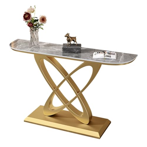 Glamouröser Marmor/Metall-Rechteckrahmen, kratzfester Konsolentisch, Flur-Trennwandschrank an der Wand, Korridor-Verandatisch, nordischer Eingangs-Verandatisch(D+Gold,120x30x80cm/47.2x11.8x31.5in) von Yidlkecqey