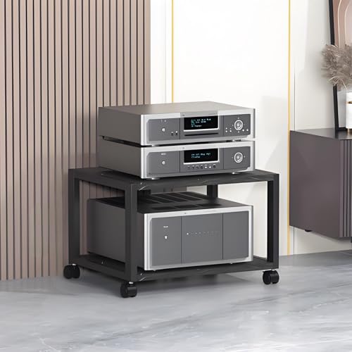 HiFi Rack mit Rädern,Verstellbaren Ablage Holz Medienständer HiFi Regal für Audioanlage,mit Universalrädern Audio-Speicherregal TV Rack,Plattenspieler Ständer,Hifi Regal Audio Rack(Black,50x40x49cm/19 HiFi Rack mit Rädern,Verstellbaren Ablage Holz Medienständer HiFi Regal für Audioanlage,mit Universalrädern Audio-Speicherregal TV Rack,Plattenspieler Ständer,Hifi Regal Audio Rack(Black,50x40x49cm/19 von Yidlkecqey