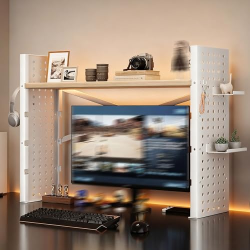 Metall-Schreibtischbuchregal Organizer, Modernes Schreibtischorganizer-Regal, Schreibtischaufbewahrungsregal, Metall-Schreibtischerweiterungsregal für Büro und Haus(White,70x20x58cm/27.6x7.8x22.8in) von Yidlkecqey
