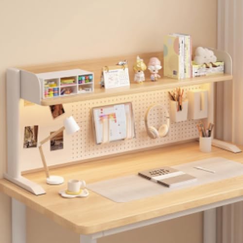 Schreibtisch-Bücherregal für das Home-Office im Wohnheim, Schreibtischaufsatz für das Studentenwohnheim,kleiner Schreibtischaufsatz für das Wohnheimzimmer(Walnut,80x23.5x38cm/31.5x9.3x15in) von Yidlkecqey