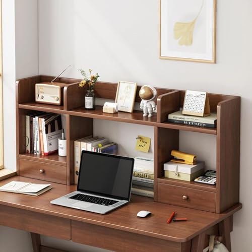 Schreibtischaufsatz für Studentenwohnheime, Schreibtischaufsatz aus Holz, Schreibtisch-Organizer, Büroregale, Aufbewahrungsregal für Wohnheimbüromöbel(Dark Walnut,80x16x52cm/31.5x6.3x20.5in) von Yidlkecqey