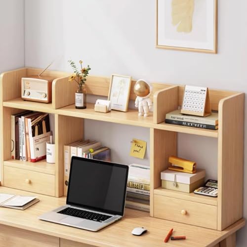 Schreibtischaufsatz für Studentenwohnheime, Schreibtischaufsatz aus Holz, Schreibtisch-Organizer, Büroregale, Aufbewahrungsregal für Wohnheimbüromöbel(Rubberwood,100x16x52cm/39.4x6.3x20.5in) von Yidlkecqey