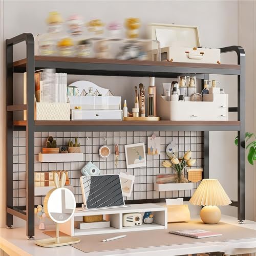 Schreibtischregal aus Metall, 2 Ebenen, Schreibtischregal aus Metall, Aufbewahrungsregal für den Schreibtisch, Schreibtischregal für Grillschreibtisch (Schwarz, 55 x 20 x 98 cm/21,6 x 7,8 x 38,6 Zoll) von Yidlkecqey