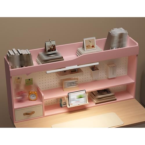 Yidlkecqey 2-Ebeniges Holz-Displayregal für Schreibtisch,Nur die Oberseite des Schreibtischaufsatzes,Schreibtischbuchregal-Organizer,Holz-Schreibtischorganizer(Pink,120x20x69cm/47.2x7.9x27.2in) von Yidlkecqey