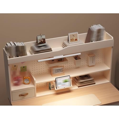 Yidlkecqey 2-Ebeniges Holz-Displayregal für Schreibtisch,Nur die Oberseite des Schreibtischaufsatzes,Schreibtischbuchregal-Organizer,Holz-Schreibtischorganizer(White,120x20x69cm/47.2x7.9x27.2in) von Yidlkecqey