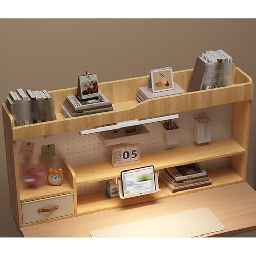 Yidlkecqey 2-Ebeniges Holz-Displayregal für Schreibtisch,Nur die Oberseite des Schreibtischaufsatzes,Schreibtischbuchregal-Organizer,Holz-Schreibtischorganizer(Wood,80x20x69cm/31.5x7.9x27.2in) von Yidlkecqey