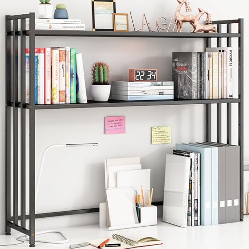 Yidlkecqey 2-stöckiger Schreibtischaufsatz aus Metall für Wohnheime, Erweiterungsregal für den Schreibtisch aus Metall für das Büro zu Hause(Black,95x26x90cm/37.4x10.2x35.4in) von Yidlkecqey