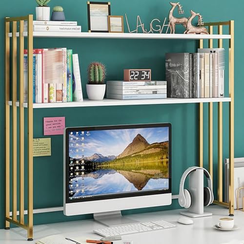 Yidlkecqey 2-stöckiger Schreibtischaufsatz aus Metall für Wohnheime, Erweiterungsregal für den Schreibtisch aus Metall für das Büro zu Hause(G+W,55x26x90cm/21.6x10.2x35.4in) von Yidlkecqey