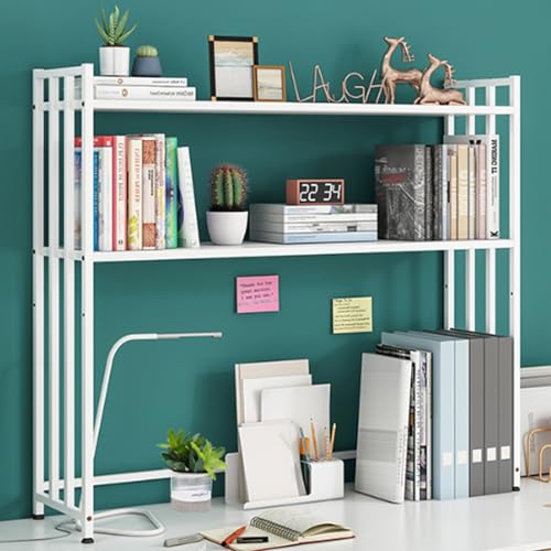 Yidlkecqey 2-stöckiger Schreibtischaufsatz aus Metall für Wohnheime, Erweiterungsregal für den Schreibtisch aus Metall für das Büro zu Hause(White,95x26x90cm/37.4x10.2x35.4in) von Yidlkecqey