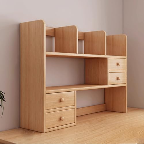 Yidlkecqey 2-stöckiges Schreibtisch-Ausstellungsregal aus Holz,Computertisch-Tischbücherregal,Schreibtisch-Bücherregal aus Holz für Zuhause, Wohnheim, Bürobedarf(Walnut,113x17x80cm/44.5x6.7x31.5in) von Yidlkecqey