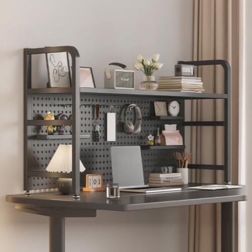 Yidlkecqey Aufbewahrungsregal für den Schreibtisch, freistehendes Schreibtisch-Bücherregal, Mehrzweck-Schreibtischaufsteller aus Metall mit Stecktafel(Black,55x20x68cm/21.6x7.9x26.8in) von Yidlkecqey