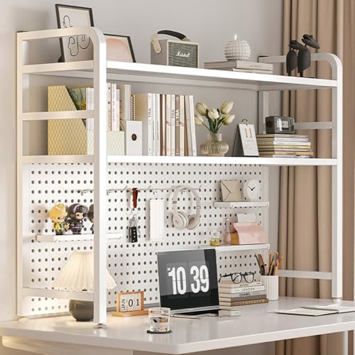 Yidlkecqey Aufbewahrungsregal für den Schreibtisch, freistehendes Schreibtisch-Bücherregal, Mehrzweck-Schreibtischaufsteller aus Metall mit Stecktafel(White,115x20x98cm/45.3x7.9x38.6in) von Yidlkecqey