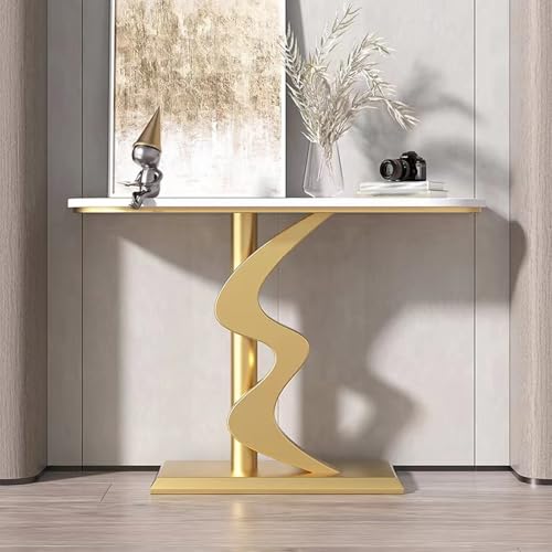 Yidlkecqey Eingangsfoyer-Korridor-Veranda-Schrank, goldene Basis, graue Oberseite, Langer Hotel-Veranda-Tisch an der Wand, Eingangsfoyer-Korridor-Veranda-Schrank(Gold A,120x35x80cm/47.2x13.8x31.5in) von Yidlkecqey