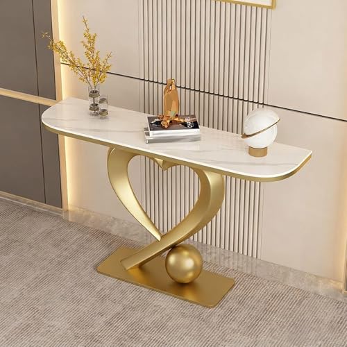 Yidlkecqey Kleiner Akzent-Flurtisch mit herzförmigem Sockel, Herzförmiger Sockel, Antik-Finish, Konsolen-Sofatisch, Kreative herzförmige Eingangsdekoration(Gold B,100x35x80cm/39.4x13.8x31.5in) von Yidlkecqey