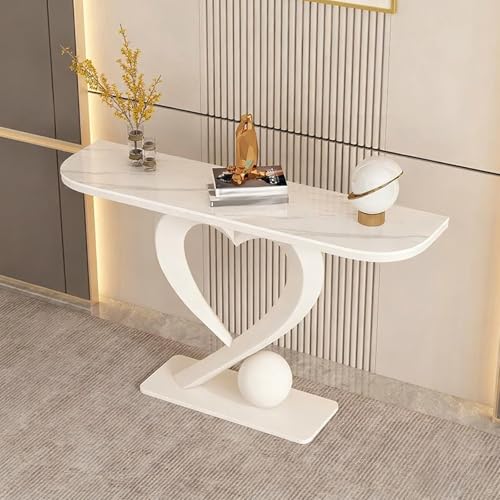 Yidlkecqey Kleiner Akzent-Flurtisch mit herzförmigem Sockel, Herzförmiger Sockel, Antik-Finish, Konsolen-Sofatisch, Kreative herzförmige Eingangsdekoration(White A,100x35x80cm/39.4x13.8x31.5in) von Yidlkecqey