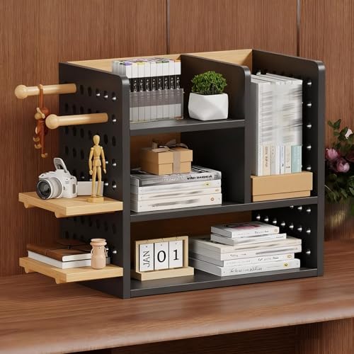 Yidlkecqey Multifunktionales freistehendes Lagerregal, Schreibtischaufbewahrung für Studentenwohnheime, 2-lagiges Bücherregal aus Holz für den Schreibtisch(B+B,30x20.3x39cm/11.8x8x15.3in) von Yidlkecqey