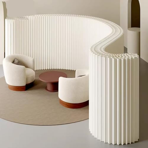 Yidlkecqey Papier-Raumteiler, Papier-Raumteiler, Einziehbarer Papier-Raumteiler, Papier-Raumteiler und Faltbare Sichtschutzwände, Faltbarer Papier-Raumteiler(White,250x35x210cm/98.4x13.7x82.6in) von Yidlkecqey