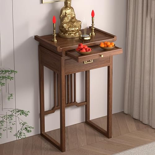 Yidlkecqey Persönlicher Schreinständer, Gebets- und Meditationstisch, Chinesischer Anbetungstisch für den Gott des Reichtums, Chinesischer Opfertisch für das Wohnzimmer(Light Walnut) von Yidlkecqey
