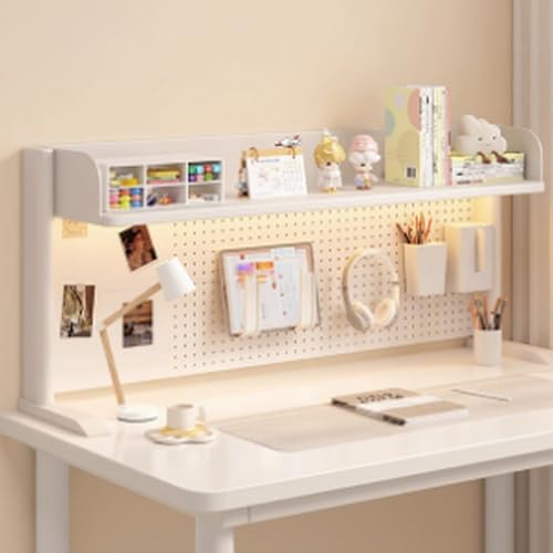 Yidlkecqey Schreibtisch-Bücherregal für das Home-Office im Wohnheim, Schreibtischaufsatz für das Studentenwohnheim,Kleiner Schreibtischaufsatz für das Wohnheimzimmer(White,60x23.5x38cm/23.6x9.3x15in) von Yidlkecqey