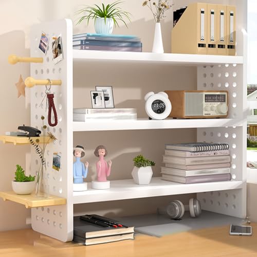Yidlkecqey Schreibtischaufsteller für Studentenwohnheim, Holzregal für den Schreibtisch, Mehrzweck-Bücherregal, Schreibtisch-Bücherregal für Studentenwohnheim(White,60x15x60cm/23.6x5.9x23.6in) von Yidlkecqey