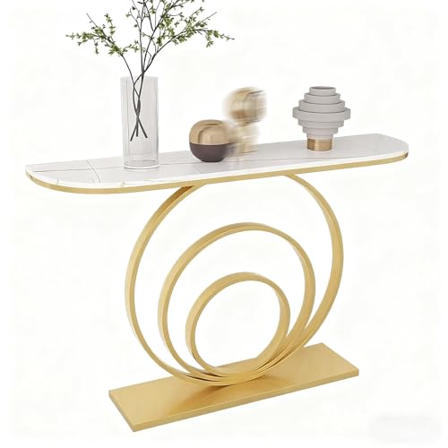 Yidlkecqey Verandaschrank mit Schmiedeeisenrahmen, Foyer-Eingangsplattform, Verandatisch, Eingangsfoyer-Korridor, Verandaschrank mit Metallbasis, graue Oberseite(Gold A,100x35x80cm/39.4x13.8x31.5in) von Yidlkecqey