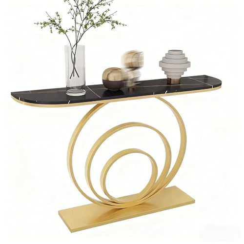 Yidlkecqey Verandaschrank mit Schmiedeeisenrahmen, Foyer-Eingangsplattform, Verandatisch, Eingangsfoyer-Korridor, Verandaschrank mit Metallbasis, graue Oberseite(Gold B,100x35x80cm/39.4x13.8x31.5in) von Yidlkecqey