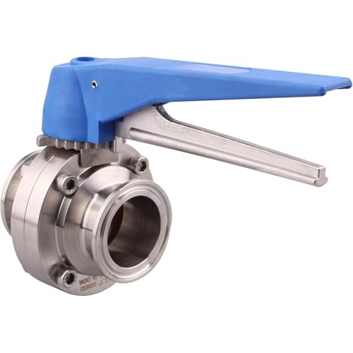 Yidubid 19-102mm Tri Clamp Clover Absperrklappe, 304 Edelstahl Absperrklappe Mit Blauem Abzug Für Wasser, Luft, ÖlSilver, 89mm von Yidubid