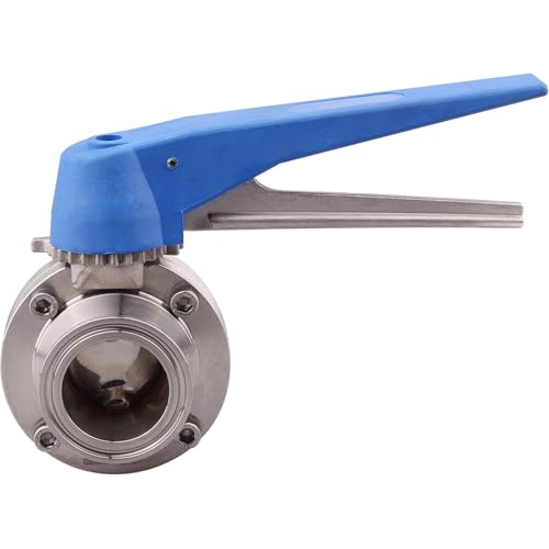 Yidubid 304 Edelstahl Absperrklappe, 19-102mm Tri Clamp Clover Absperrklappe Mit Blauem Auslösegriff Für Home Brew, BrewingSilver, 45mm von Yidubid