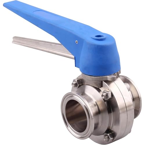 Yidubid Absperrklappe Mit Blauem Auslösegriff 19-102mm Edelstahl 304 Tri Clamp Clover Absperrklappe Für Home Brew, BrewingSilver, 32mm von Yidubid