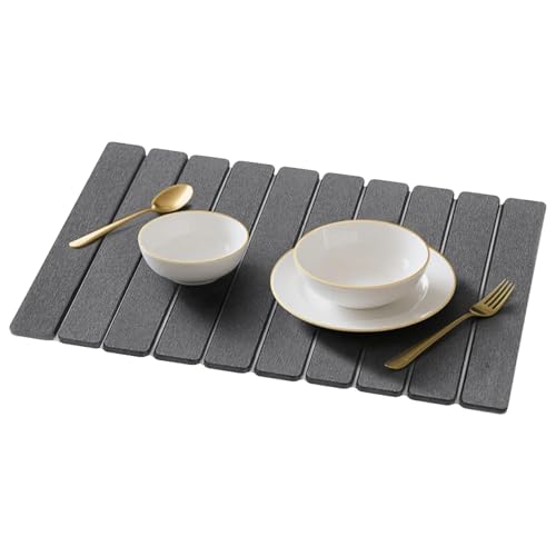 Yidueace Geschirrtrocknungsmatte - Ablaufmatte Für Geschirr An Der Küchenspüle | Kieselgur Klappbar Saugfähig Rutschfest Unterlage Für Haushalt Bauernhof Restaurant von Yidueace