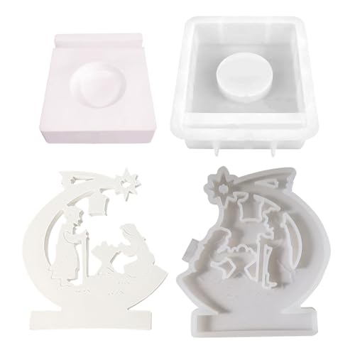 Yidueace Jesus-Familien-Harzform, Krippenform | Leicht zu lösende Silikonform, Krippenform | Weiche Kerzenform, sichere Gießformen für Weihnachten, Ostern von Yidueace