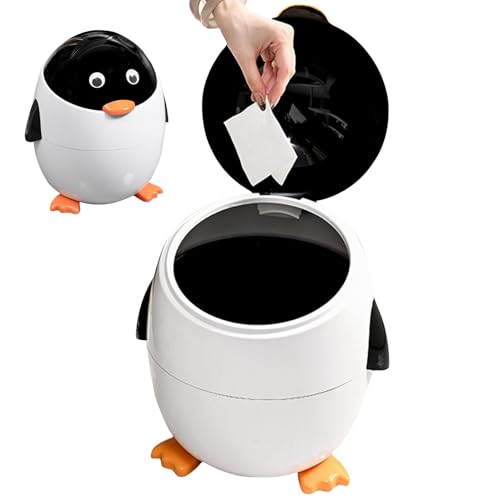 Yidueace Mülleimer,Pinguin Küchen Abfalleimer | Dekorativer Klappdeckel Mülleimer für Wohnzimmer Schlafzimmer Küche Badezimmer Waschraum unter Waschbecken von Yidueace